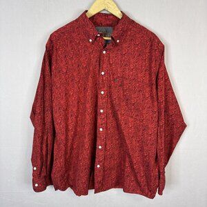 Panhandle Tuf Cooper Performance Shirt Red Paisley Snap Western Men XL Stretch